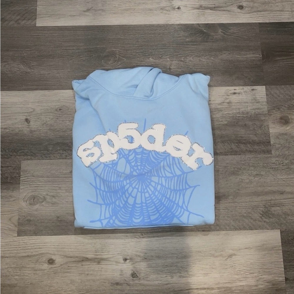Light Blue Kids Hoodie with Web Design